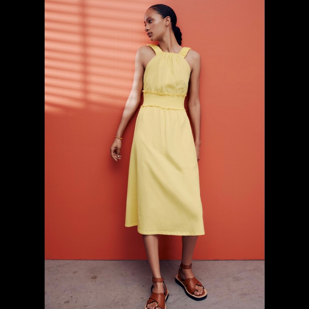 Zara smoked yellow dress.